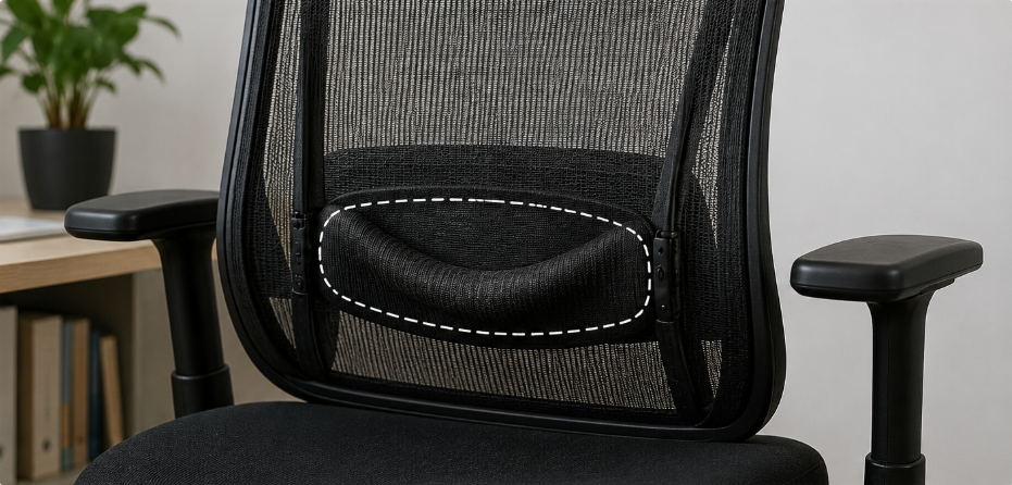 Worn office chair lumbar support that no longer provides proper lower back support